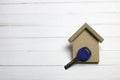 Appartment key on wooden background Royalty Free Stock Photo