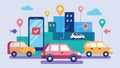 An appbased ridesharing service analyzing traffic patterns to optimize pickup and dropoff locations.. Vector