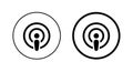 Appe podcast icon vector in circle line. Podcasting sign symbol