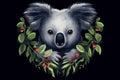 Appealing Cute love koala heart. Generate Ai