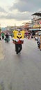 appearance of a carnival participant wearing a sponge Bob costume