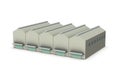 The appearance of the factory with a triangular roof. 3D rendering.
