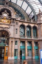 The appearance of the main railway station of Antwerp, Belgium.part of building. Royalty Free Stock Photo