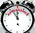 Appearance soon, almost there, in short time - a clock symbolizes a reminder that Appearance is near, will happen and finish