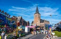 Appelterre- Eichem, East Flemish Region, Belgium - People visiting the local fair at the church square