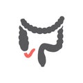 Appendicitis. Inflammation of the appendix. Vector icon for web graphic.