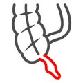 Appendix is inflamed line icon, body pain concept, acute appendicitis vector sign on white background, outline style