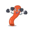 Appendix mascot design feels happy lift up barbells during exercise