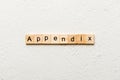 appendix word written on wood block. appendix text on table, concept Royalty Free Stock Photo