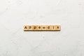 appendix word written on wood block. appendix text on table, concept Royalty Free Stock Photo