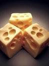 Appetising slices of yellow Swiss cheese