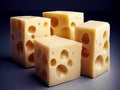 Appetising slices of yellow Swiss cheese