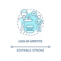 Appetite loss blue concept icon