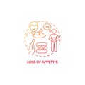 Appetite loss red gradient concept icon