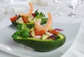 Appetizer of avocado with prawns Royalty Free Stock Photo