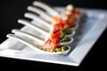 Appetizer with bacon and pesto in a spoon Royalty Free Stock Photo