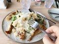 Chicken Caesar Salad on the top of a plate Royalty Free Stock Photo