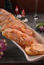 Appetizer bread cheese butter baguette