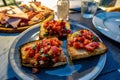 Appetizer bruschetta tomatoes and bread Royalty Free Stock Photo