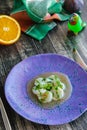 Appetizer ceviche with raw scallop and sauce Royalty Free Stock Photo
