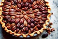 Appetizer for Christmas nut pecan pie on table Royalty Free Stock Photo