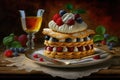 appetizer with cream on table napoleon cake pastries