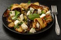 Appetizer - delicious salad with grilled eggplants with feta cheese, parsley and ruccola. Royalty Free Stock Photo