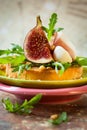 Appetizer with fig and ham Royalty Free Stock Photo