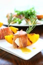 Appetizer with grilled peach Royalty Free Stock Photo