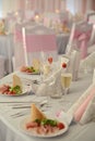 Appetizer a ham and a beautiful table setting at a wedding Royalty Free Stock Photo