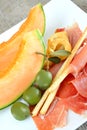 Appetizer ham and melon Royalty Free Stock Photo