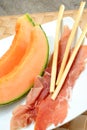 Appetizer ham and melon Royalty Free Stock Photo
