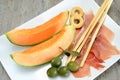 Appetizer ham and melon Royalty Free Stock Photo