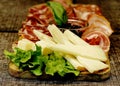 Appetizer of Italian cold cuts. Italian food Royalty Free Stock Photo