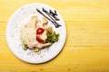 Appetizer and lunch concept. Table served for one in restaurant Royalty Free Stock Photo