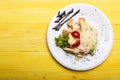 Appetizer and lunch concept. Table served for one in restaurant Royalty Free Stock Photo