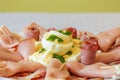 Appetizer with meat and eggs on the table Royalty Free Stock Photo