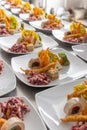 Appetizer plates for wedding table Royalty Free Stock Photo