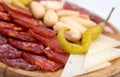 Appetizer platter of cold meats with green chili Royalty Free Stock Photo