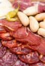 Appetizer platter of cold meats with green chili Royalty Free Stock Photo