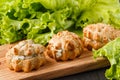 Appetizer - potato muffins with chicken meat and cheese