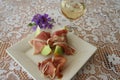 Appetizer with Serrano ham Royalty Free Stock Photo