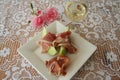 Appetizer with Serrano ham Royalty Free Stock Photo