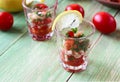 Appetizer with shrimp in small glasses Royalty Free Stock Photo