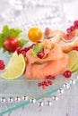 Appetizer, smoked salmon with berry Royalty Free Stock Photo