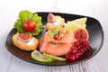 Appetizer, smoked salmon with berry Royalty Free Stock Photo