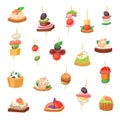 Appetizer vector appetizing food and snack meal starter canape appetiser sandwich illustration set of aperitif with