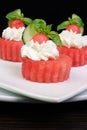 Appetizer of watermelon with ricotta