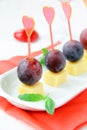 Appetizers canapes cheese with grapes Royalty Free Stock Photo