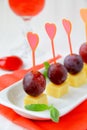 Appetizers canapes cheese with grapes Royalty Free Stock Photo